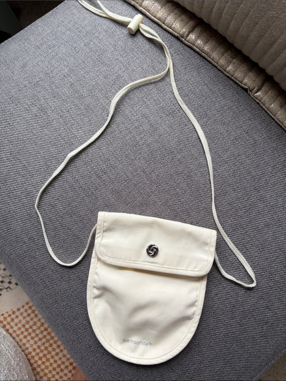 Samsonite Cream Neck Pouch with Snap Flap